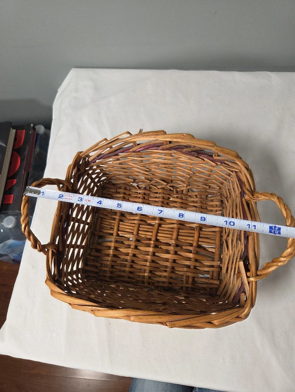 Vintage woven wicker/ ratten basket. Vintage bread basket  Wicker Fruit basket